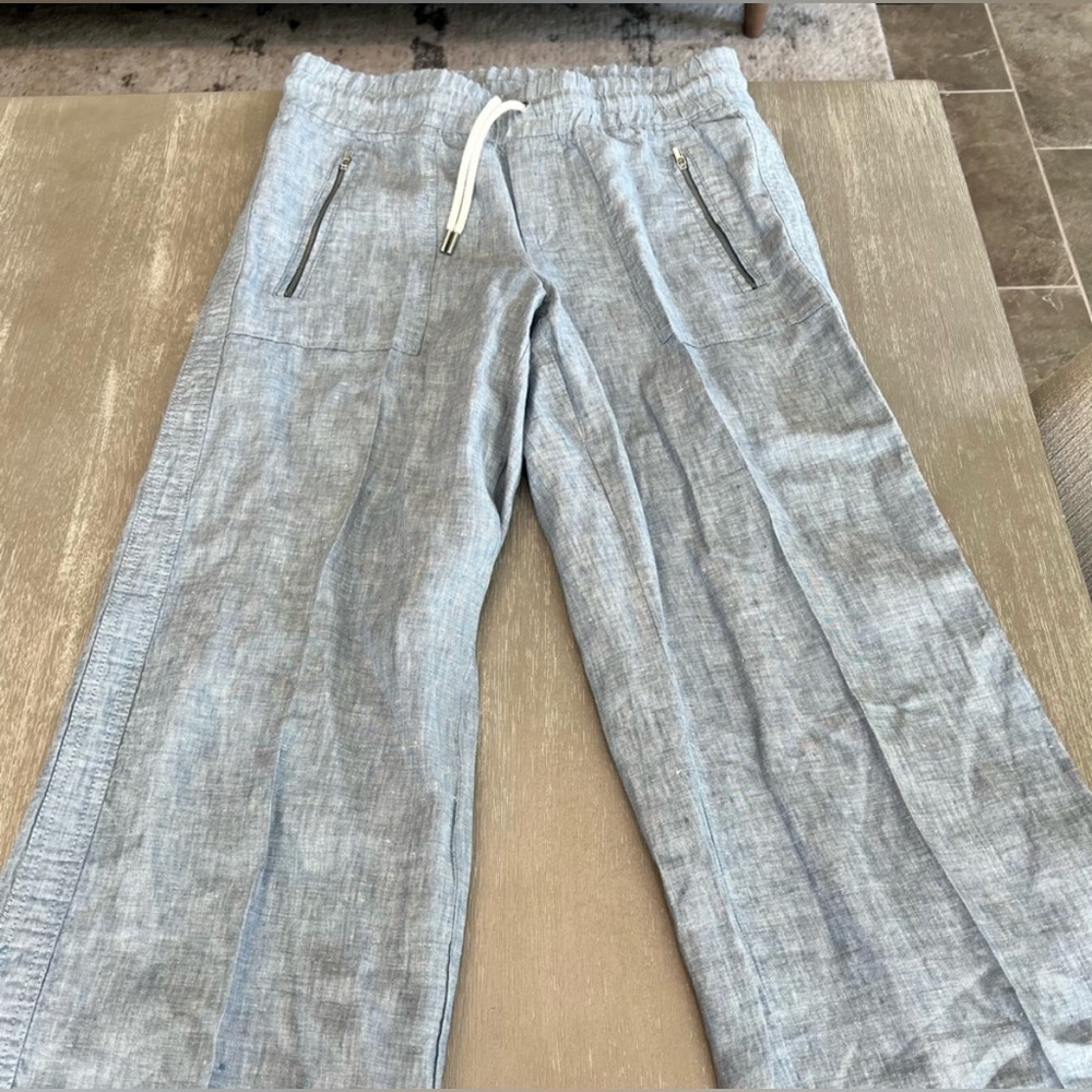 Athleta Light Cabo linen Blue lounge Wide Leg Pants women’s size 4 casual wear - Picture 4 of 11